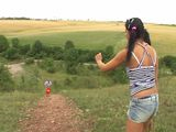 Amatrice prise par un vieux a la campagne